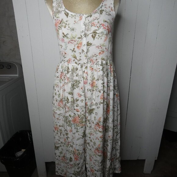 Frye Women's XS White Floral Midi Dress Sleeveless Button Up Pockets Rayon - Picture 5 of 11